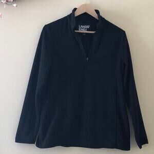 Lands' End Quarter Zip Fleece Black Size M